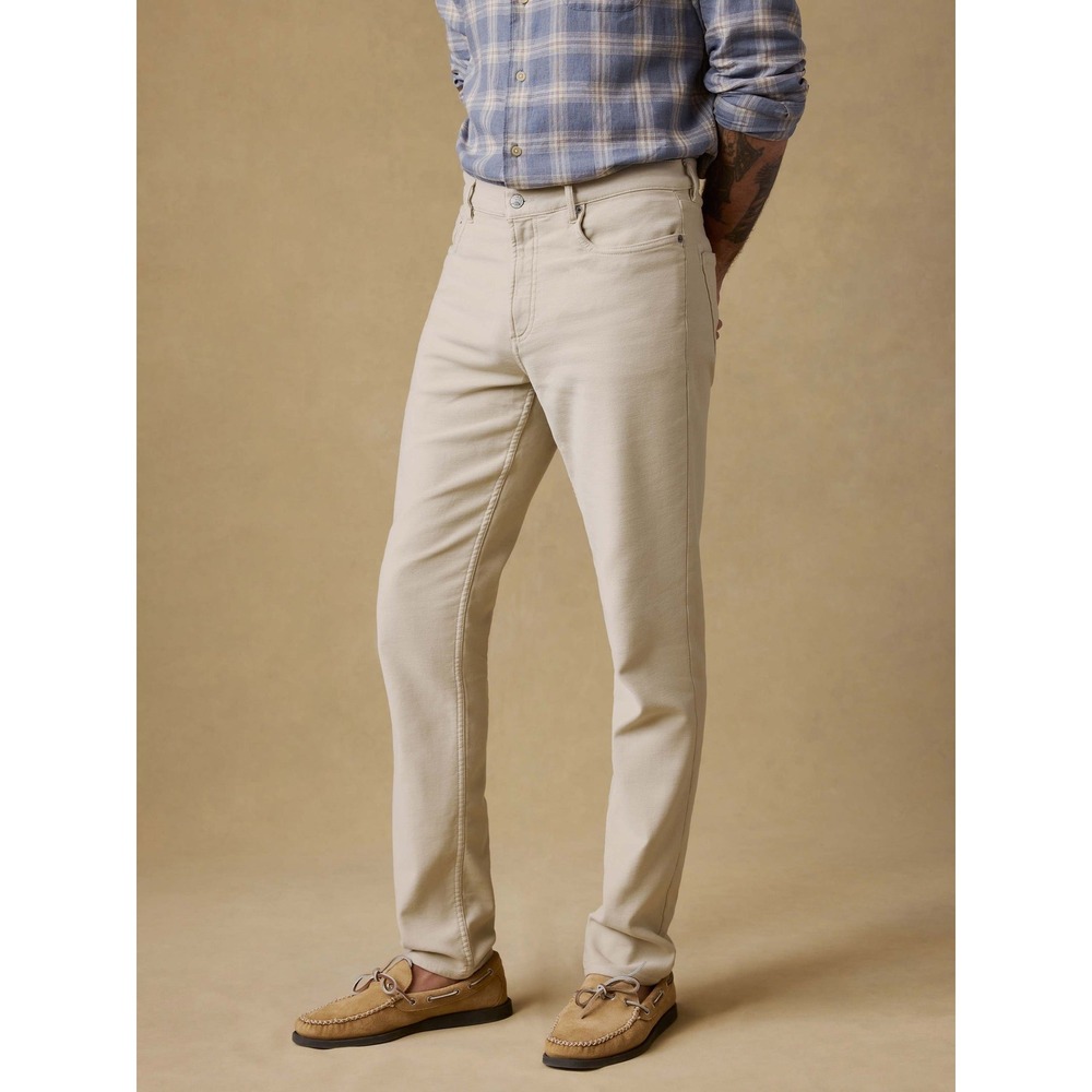 Faherty Brand Men 30x32 Slim Straight Terry  5-Pocket Pants Stone Khaki Trousers